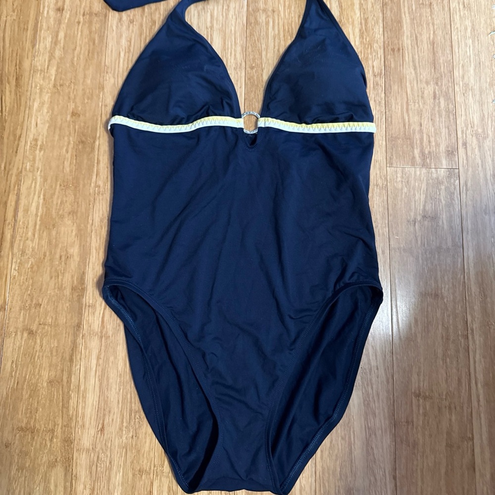Nautica Halter One Piece Swimsuit In navy Blue Sz 12
